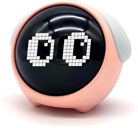 NYRWANA Alarm Clock, Digital Clock, Alarm Clock for Student, Valentine Gift, Emoji Clock with Dual Alarm & Adjustable Brightness, Snooze Function & Temperature - (Pink)